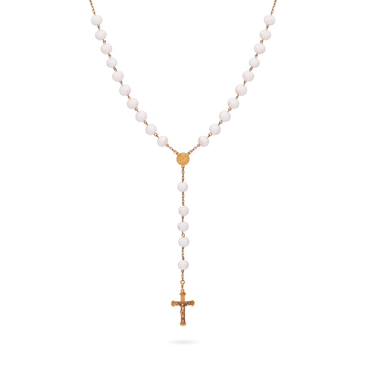 ROSARIO IN ORO GIALLO IN CORALLO "PELLE D'ANGELO"