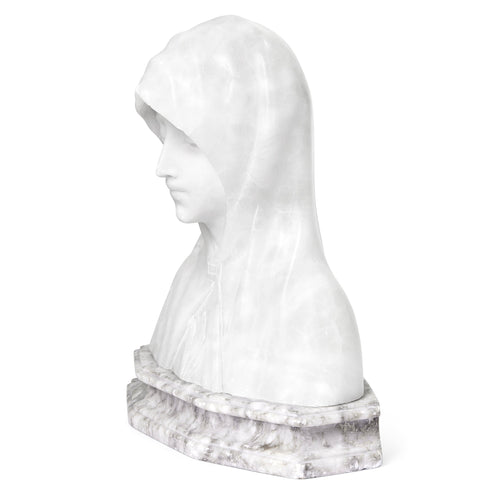Bust in Alabaster and Marble inspired by Nicolò Barabino's Madonna of the Olive Tree