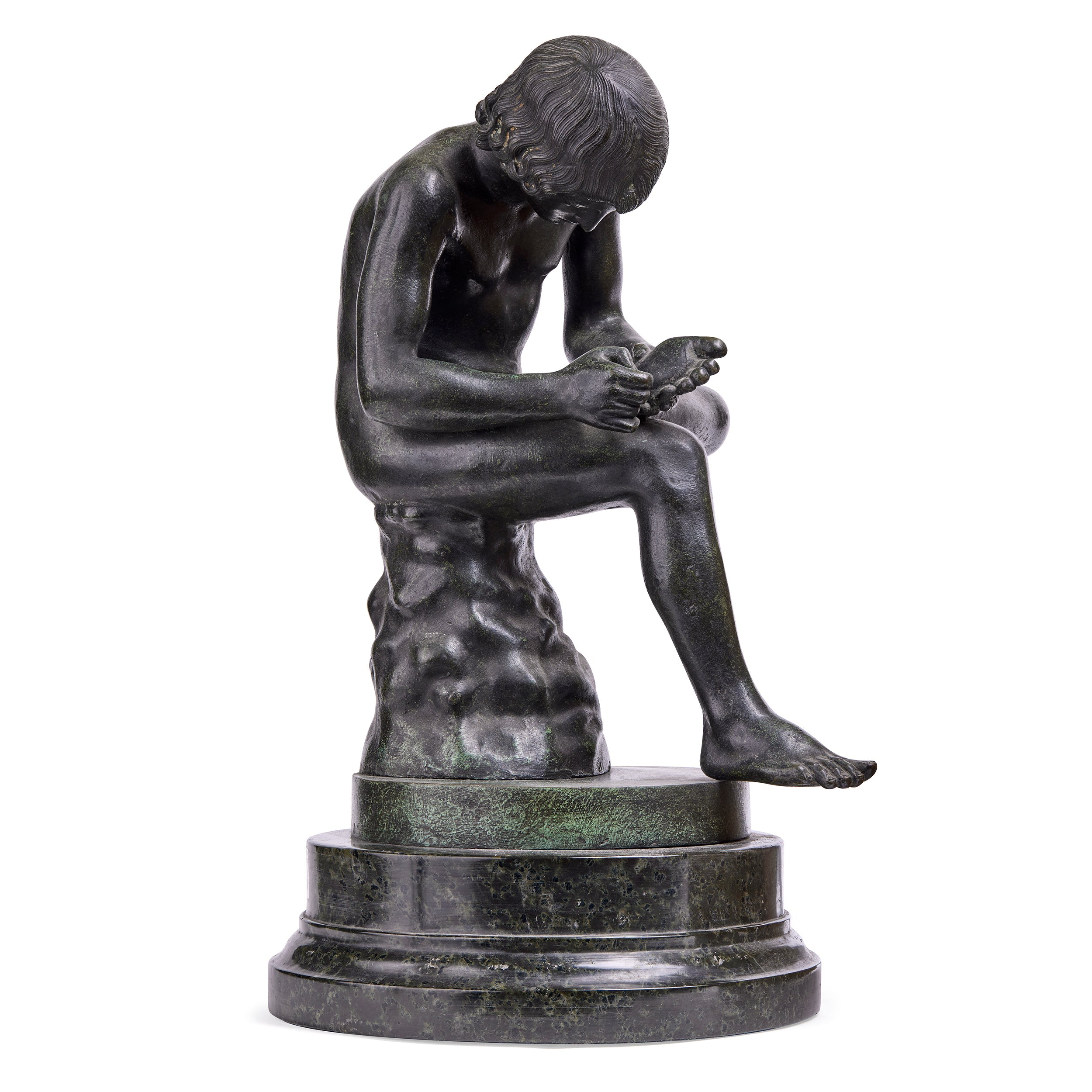 Sculpture in Bronze and Marble inspired by the Spinario