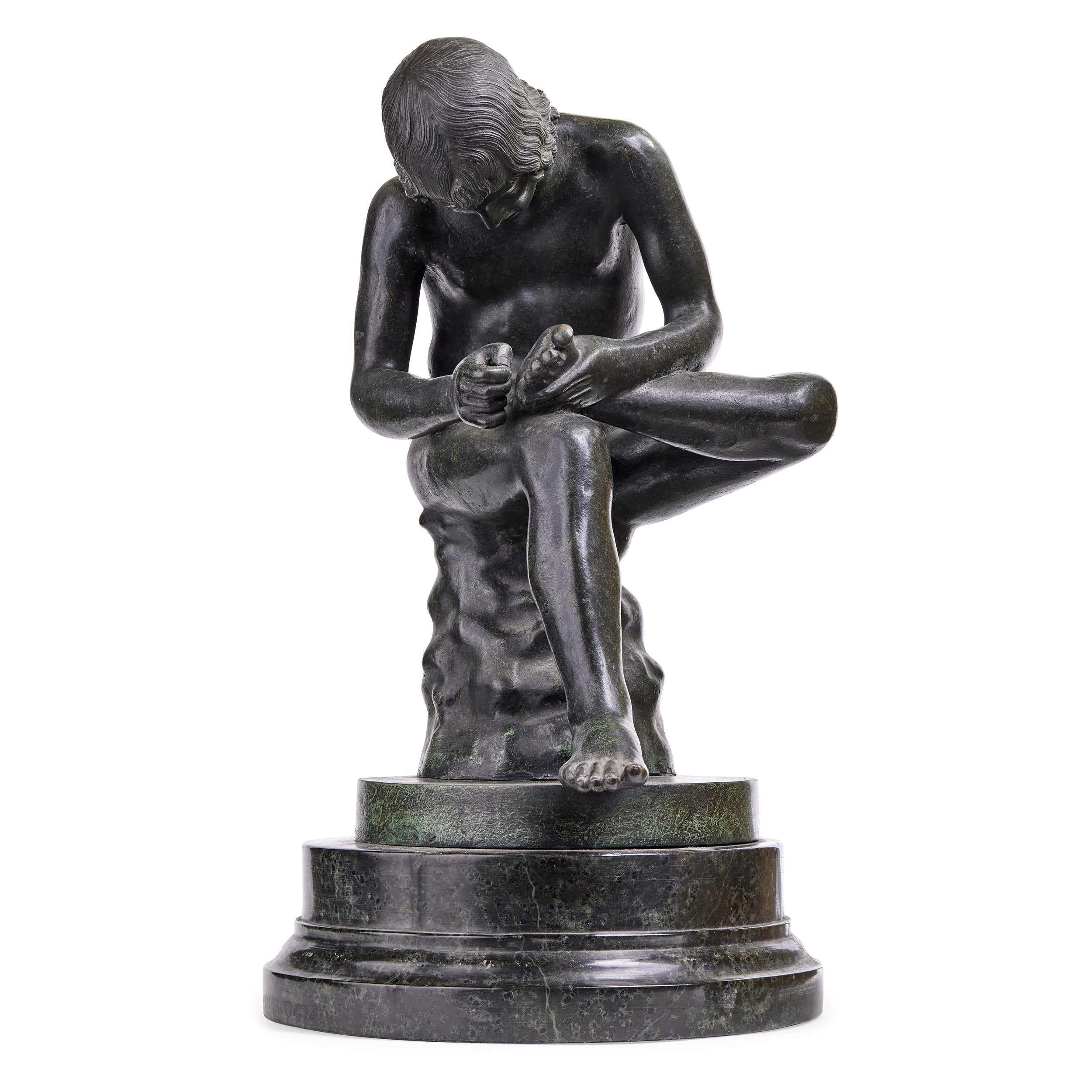 Sculpture in Bronze and Marble inspired by the Spinario