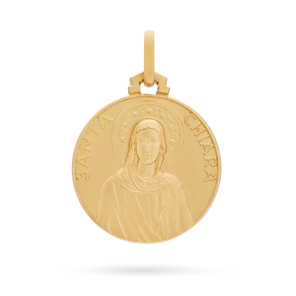 MEDAGLIA SANTA CHIARA DA ASSISI ORO GIALLO