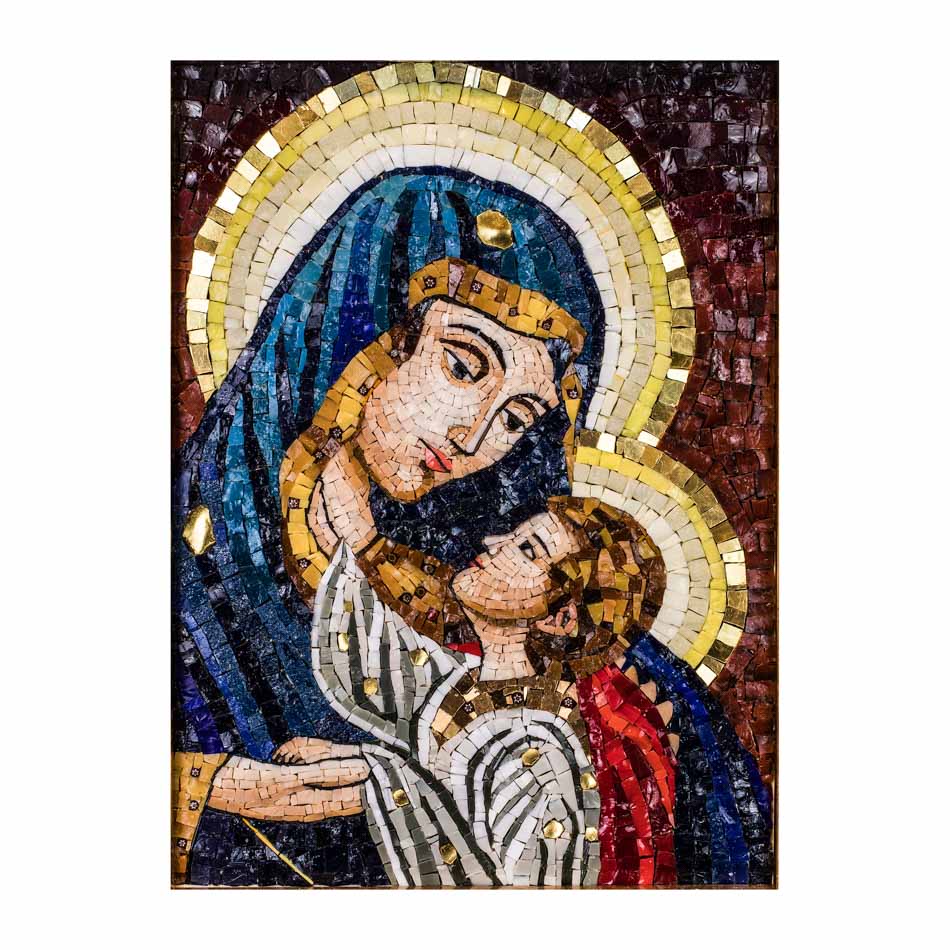 Mosaico Virgen y Niño con Halos