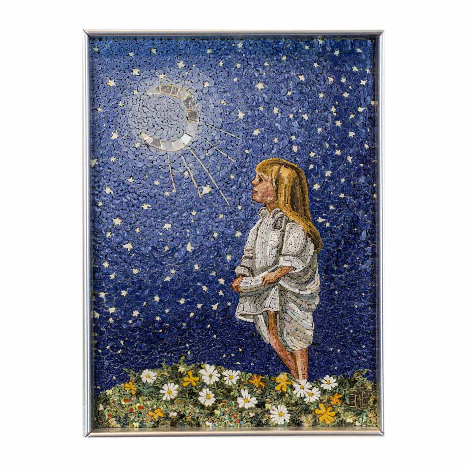 Mosaico Bimba che Guarda La Luna