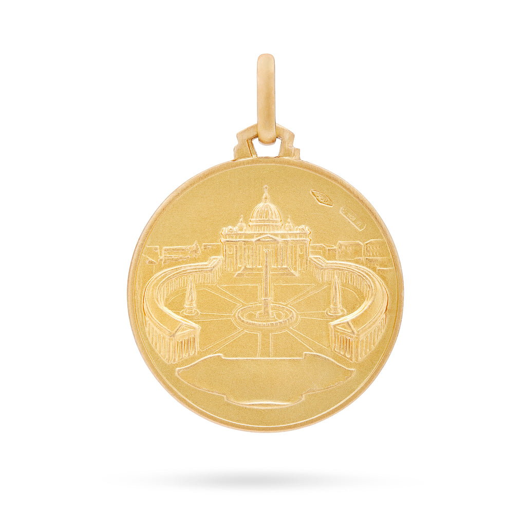 MEDAGLIA DOPPIA SAN GIOVANNI PAOLO II E BASILICA DI SAN PIETRO IN ORO GIALLO