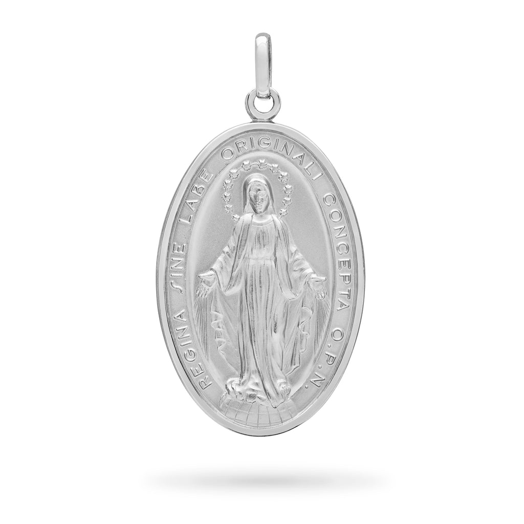 MEDALLA MILAGROSA  OVAL DE ORO BLANCO