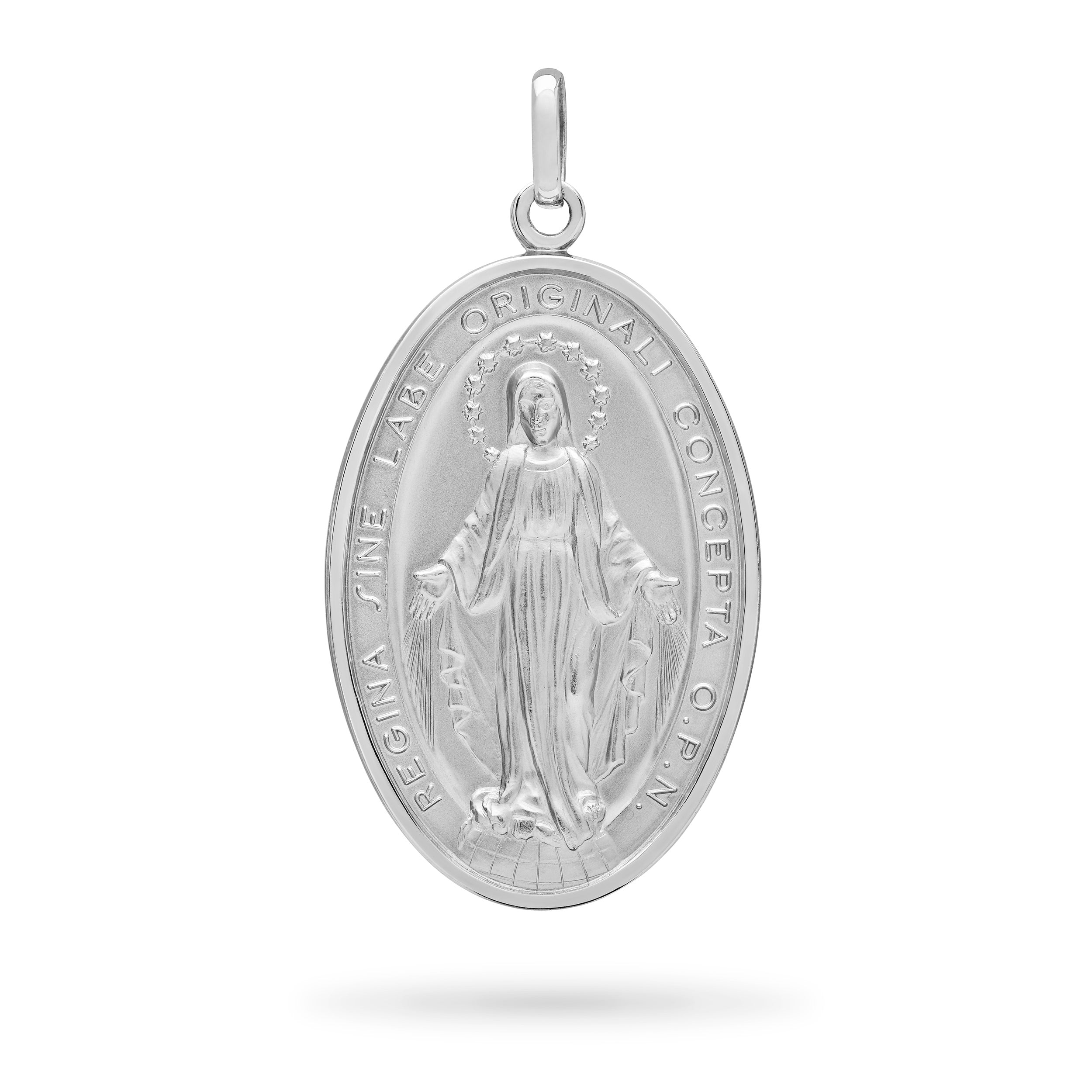 MEDALLA MILAGROSA  OVAL DE ORO BLANCO