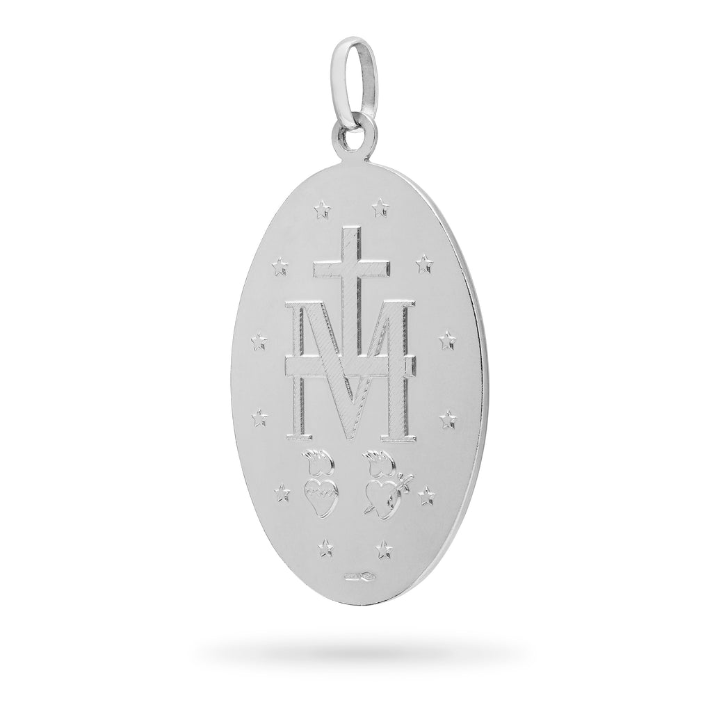 MEDALLA MILAGROSA  OVAL DE ORO BLANCO