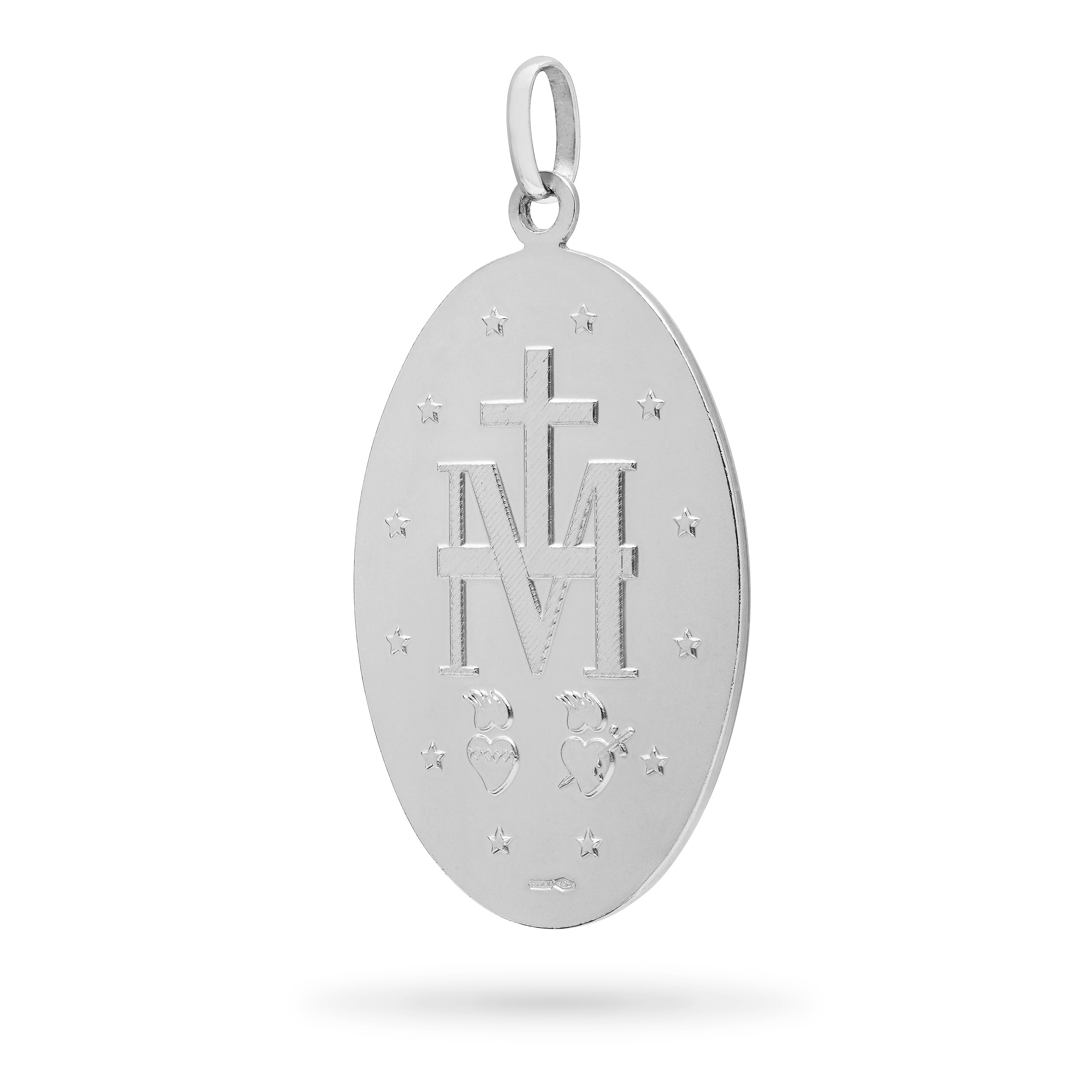 MEDALLA MILAGROSA  OVAL DE ORO BLANCO