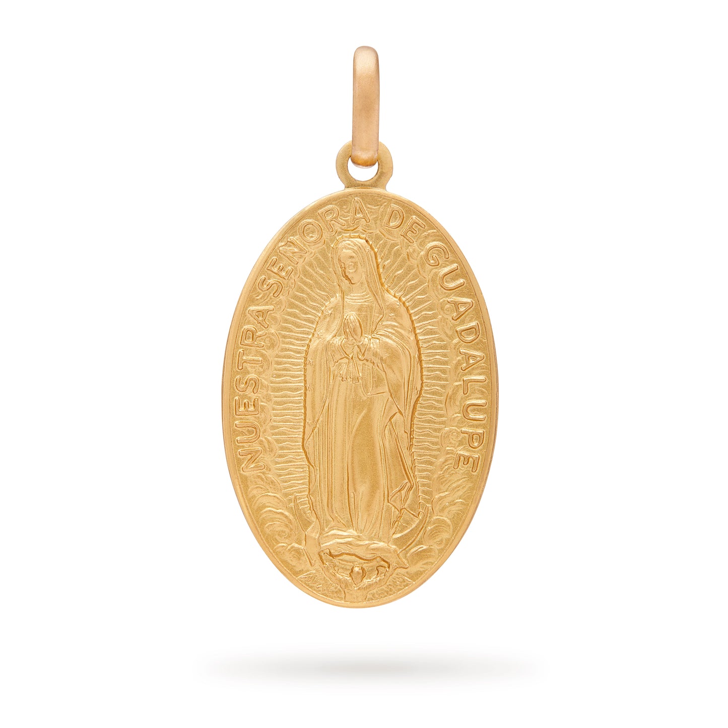 MEDAGLIA OVALE DELLA MADONNA DI GUADALUPE IN ORO GIALLO