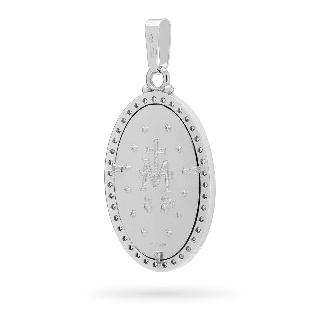 MEDALLA MILAGROSA DE ORO BLANCO CON CIRCONITAS